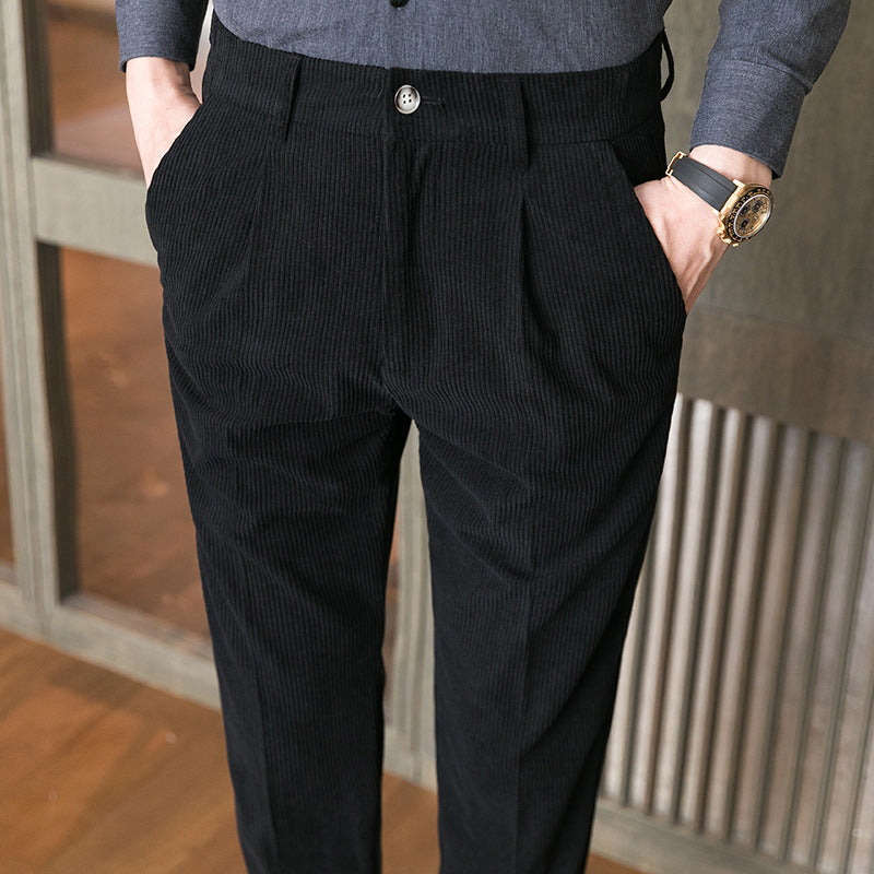 Casual Pants With Corduroy Slim Fit