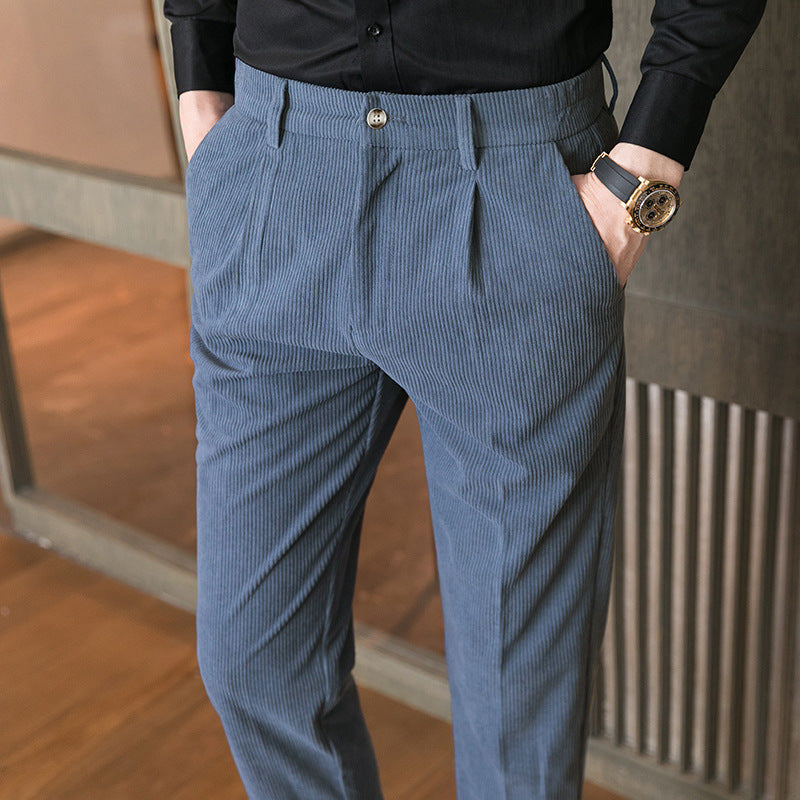 Casual Pants With Corduroy Slim Fit