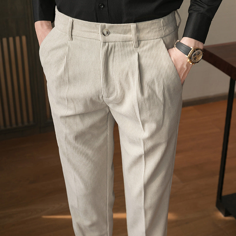 Casual Pants With Corduroy Slim Fit